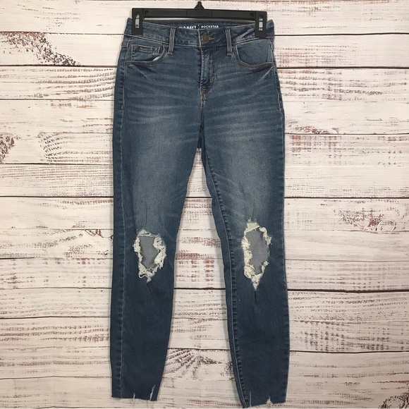 Old Navy Rockstar mid rise ripped casual stretch size 0 skinny jeans‎ - Picture 1 of 6